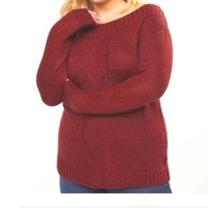 Lane Bryant Burgandy Wide Neck Sweater 14/16